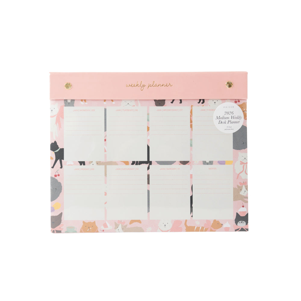 2026 Medium Weekly Desk Planner - Kit-Tea Cat